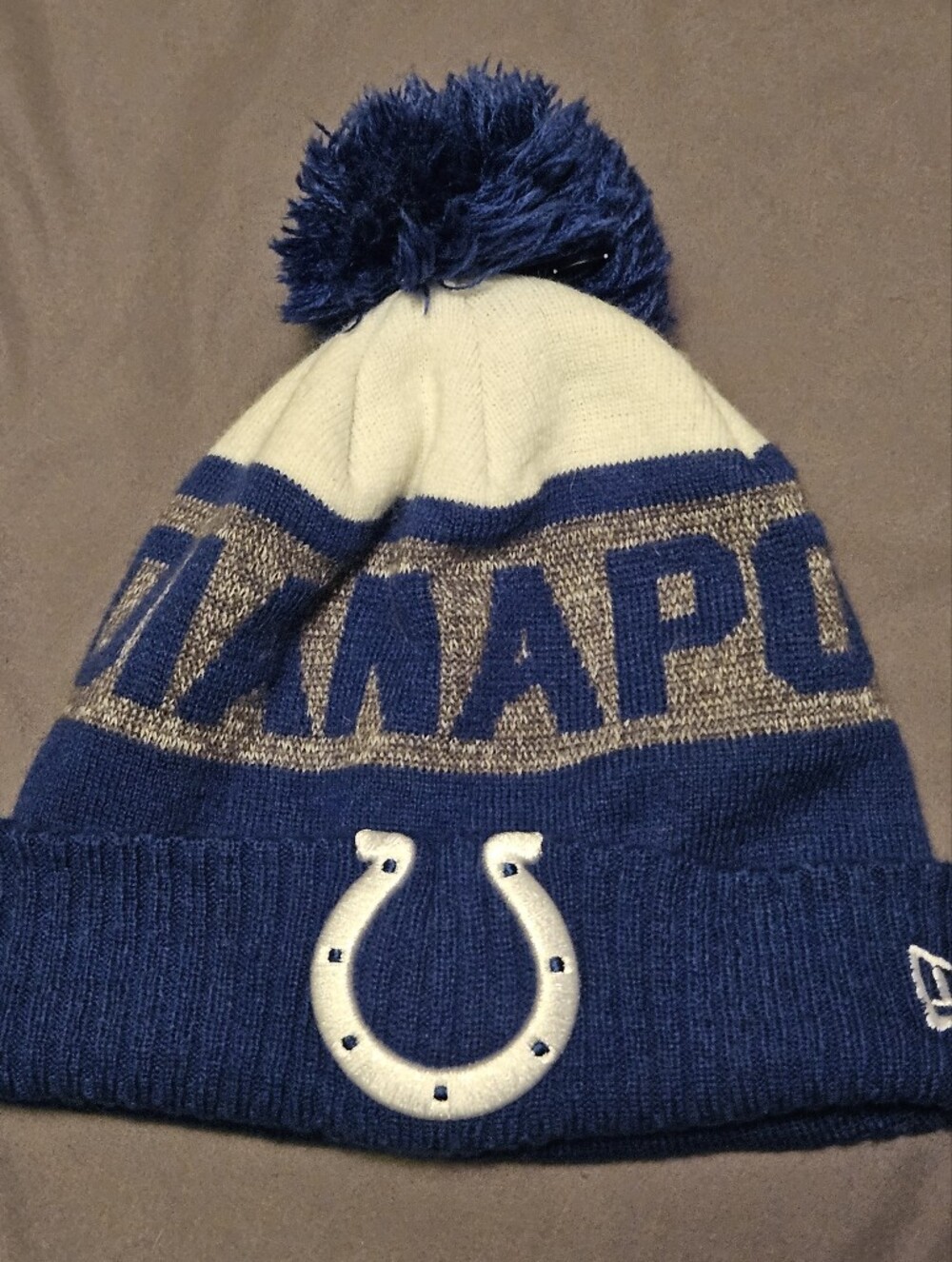 NFL Indianapolis Colts Knit Pom Beanie - Royal Blue, White, Gray